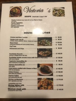 Menu photo 4 Victoria's San Miguel de Allende, GUA