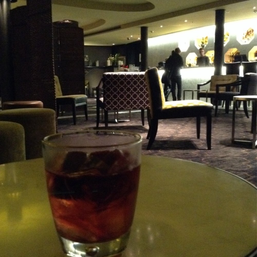 A sloe gin drink at the downstairs bar