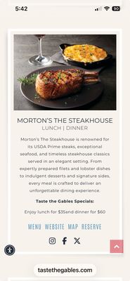 Menu photo 2 Morton's The Steakhouse Coral Gables, FL Menu photo 2 Morton's The Steakhouse Coral Gables, FL