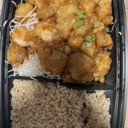 Crispy Honey Shrimp brown rice
