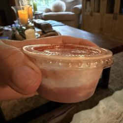Size of the salsa we got.  Also got 2 cheese dip in these they said equal a large!  Terrible!