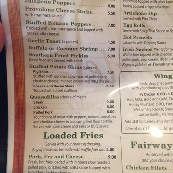 19th Hole - the menu for the restaurant - Bars Near Me - Beaver Falls, Pennsylvania