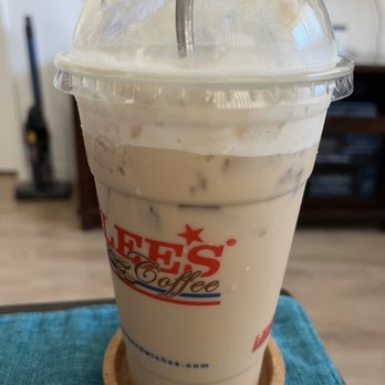 Lee's Sandwiches - this was the syrup bomb caramel frappe. it could have at least been blended. they didn't even give us straws. - Sandwiches Near Me - Orange, California