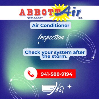 Abbott Air - In the aftermath of Hurricane Milton, it's crucial to inspect your air conditioner for any potential damage. Call today! - Heating & Air Conditioning/HVAC Near Me - Englewood, Florida