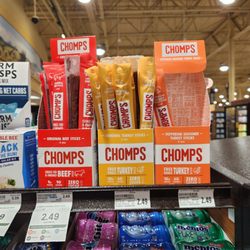 Nice selection of Chomps beef or turkey sticks. Chomps beef sticks are made from grass-fed & finished cattle. 6-23-2023
