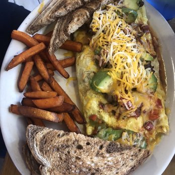South Cape Diner and Breakfast Restaurant - Pork and avocado omelette with sweet potato fries. - Diners Near Me - Cape Coral, Florida South Cape Diner and Breakfast Restaurant - Pork and avocado omelette with sweet potato fries. - Diners Near Me - Cape Coral, Florida