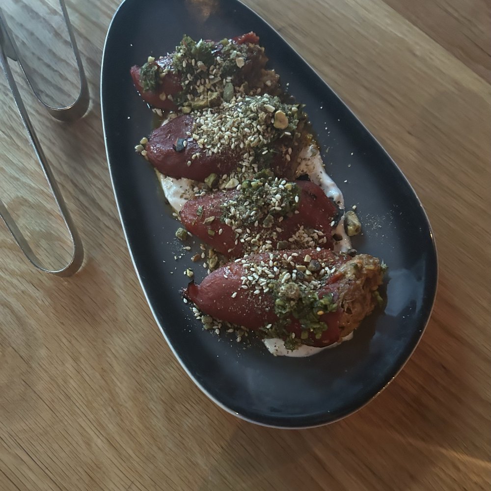 Cooks & Soldiers - Stuffed peppers with lamb on a yogurt sauce - Spanish Near Me - Atlanta, Georgia Cooks & Soldiers - Stuffed peppers with lamb on a yogurt sauce - Spanish Near Me - Atlanta, Georgia