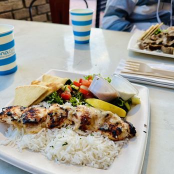 Luna Grill Redlands - Roasted Garlic Lemon Chicken Kabob YUMMY - Greek Near Me - Redlands, California