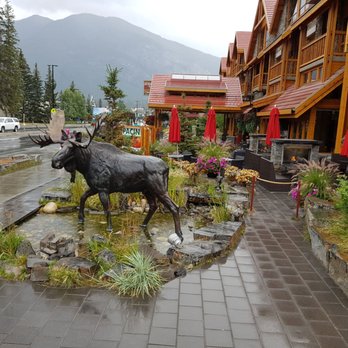 Moose Hotel & Suites - Side view of Property landmarked by the Iron Bull. - Hotels Near Me - Banff, Alberta Moose Hotel & Suites - Side view of Property landmarked by the Iron Bull. - Hotels Near Me - Banff, Alberta