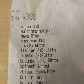 Wawa - The receipt that shows multigrain bread - Convenience Stores Near Me - New Castle, Delaware