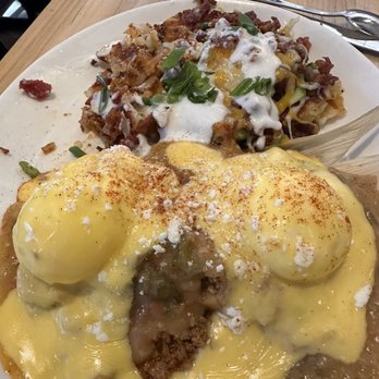 Urban Egg - Belleview - Southwest Benedict with loaded hashbrowns - Breakfast & Brunch Near Me - Denver, Colorado Urban Egg - Belleview - Southwest Benedict with loaded hashbrowns - Breakfast & Brunch Near Me - Denver, Colorado