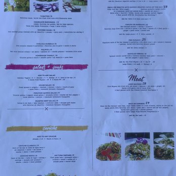 Coya Peruvian Secret - Menu sheet - Peruvian Near Me - Del Mar, California