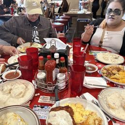 Biscuits and Gravy, Chicken Fried Chicken and Eggs, Chorizo and Cheese Omelette, Mushroom and Jack