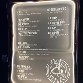 Racer Tea Bar - Menu - Coffee & Tea Near Me - Redondo beach, California