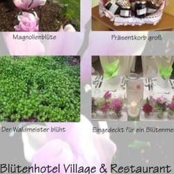 Hotel Village - heißt Blütenhotel Village. Es wird mit Blüten gekocht und gewürzt und es gibt einen DelikatessenShop mit BlütenGelees usw.