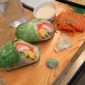 Sushi Inbox - Shrimp spring roll and salmon sashimi - Sushi Bars Near Me - Montreal, Quebec Sushi Inbox - Shrimp spring roll and salmon sashimi - Sushi Bars Near Me - Montreal, Quebec