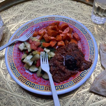 Marrakesh Restaurant - First course: eggplant, carrots, zucchini - Moroccan Near Me - Philadelphia, Pennsylvania