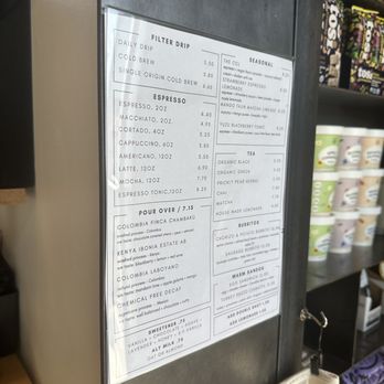 Cartel Roasting Co. - Menu - July 2026 (tried to avoid the glare from outside) - Coffee & Tea Near Me - Palm Springs, California Cartel Roasting Co. - Menu - July 2026 (tried to avoid the glare from outside) - Coffee & Tea Near Me - Palm Springs, California