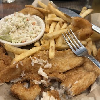 Rafters Food & Spirits - Fish and Chips with Slaw. Brought lots of tartar sauce and ketchup! - Bars Near Me - Nashville, Indiana Rafters Food & Spirits - Fish and Chips with Slaw. Brought lots of tartar sauce and ketchup! - Bars Near Me - Nashville, Indiana