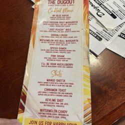 Dugout Sports Bar & Grill - Drink menu range $6-12.