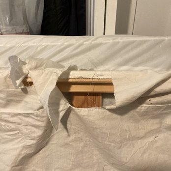 Step By Step Moving & Storage Company - Box spring covering torn up by being dragged on the street. - Movers Near Me - Waltham, Massachusetts Step By Step Moving & Storage Company - Box spring covering torn up by being dragged on the street. - Movers Near Me - Waltham, Massachusetts