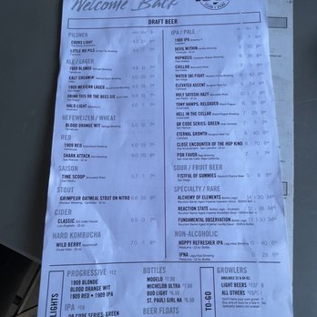 1909 - Menu - Bars Near Me - Temecula, California
