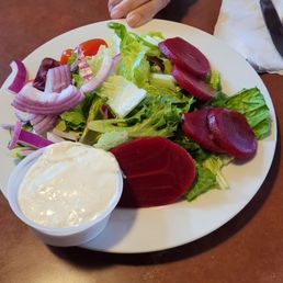 House salad, blue cheese. House salad, blue cheese.