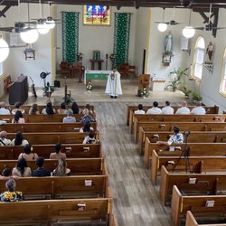 St. Michael Church - View inside St. Michaels church looking down towards the front during a beautiful wedding anniversary