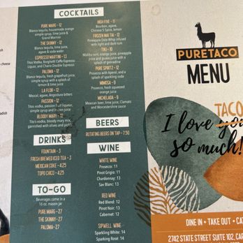 Pure Taco - Cocktail menu - Tacos Near Me - Carlsbad, California Pure Taco - Cocktail menu - Tacos Near Me - Carlsbad, California