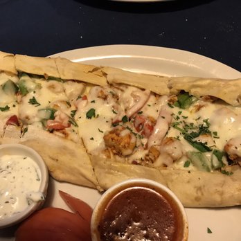 LEYLA MEDITERRANEAN - Chicken flatbread. Yum! Beware the flatbreads do take a while longer though, but the dough is amazing - Mediterranean Near Me - Cincinnati, Ohio LEYLA MEDITERRANEAN - Chicken flatbread. Yum! Beware the flatbreads do take a while longer though, but the dough is amazing - Mediterranean Near Me - Cincinnati, Ohio