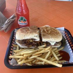 DonTortas - Cubano torta with chipotle sauce plus fries and a jarritos.