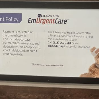 Albany Med EmUrgentCare - Payment Policy - Urgent Care Near Me - Latham, New York Albany Med EmUrgentCare - Payment Policy - Urgent Care Near Me - Latham, New York
