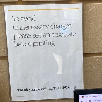 The UPS Store - The associate told me I could use the computer to print, so yes, I saw them beforehand. This sign is lazy and tells me nothing. - Shipping Centers Near Me - South San Francisco, California The UPS Store - The associate told me I could use the computer to print, so yes, I saw them beforehand. This sign is lazy and tells me nothing. - Shipping Centers Near Me - South San Francisco, California