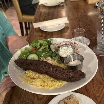 Mezze#1 - Beef Shish Kabobs Plate - Middle Eastern Near Me - Conroe, Texas