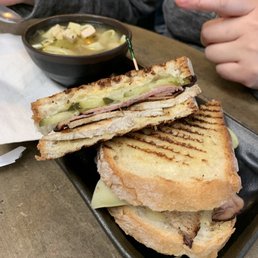 Cuban sandwich and chicken noodle soup Cuban sandwich and chicken noodle soup