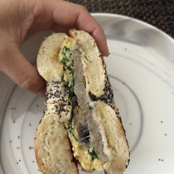 Sunrise Bagels Cafe - 29. Sunrise Eggwich with sausage on everything bagel - Bagels Near Me - Concord, California