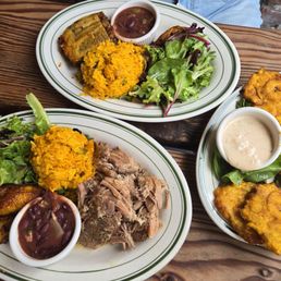 Pernil Asado, Pastelon, and a side of Tostones Pernil Asado, Pastelon, and a side of Tostones