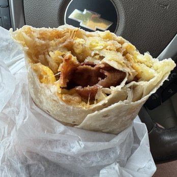 A&J Burger Drive In - Bacon and egg burrito - Burgers Near Me - Fullerton, California