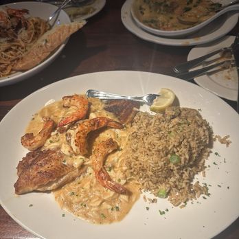 Pappadeaux Seafood Kitchen - Blackened Catfish/ w dirty rice and shrimp - Cajun/Creole Near Me - Marietta, Georgia Pappadeaux Seafood Kitchen - Blackened Catfish/ w dirty rice and shrimp - Cajun/Creole Near Me - Marietta, Georgia
