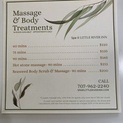 Spa At Little River Inn - Spa Menu