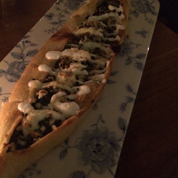 Byblos - Spinach pide (sorry for the light) - Mediterranean Near Me - Toronto, Ontario Byblos - Spinach pide (sorry for the light) - Mediterranean Near Me - Toronto, Ontario