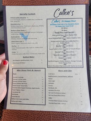 Menu photo 1 Callen's Restaurant Coupeville, WA Menu photo 1 Callen's Restaurant Coupeville, WA