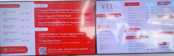 Menu photo 2 Velo Coffee Los Angeles, CA Menu photo 2 Velo Coffee Los Angeles, CA