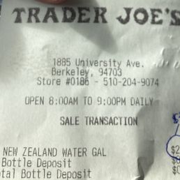 Receipt for a gallon of water.