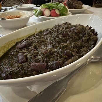 Raffi's Place - Ghormeh sabzi, national dish of Iran, a seasoned mixture of herbs and kidney beans. Vegan version - Middle Eastern Near Me - Glendale, California Raffi's Place - Ghormeh sabzi, national dish of Iran, a seasoned mixture of herbs and kidney beans. Vegan version - Middle Eastern Near Me - Glendale, California