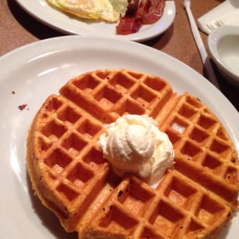 Denny's - Waffle Slam, waffle was really dense and eggs were rubbery. The only thing that tasted good is the bacon. - Diners Near Me - Westwood, California