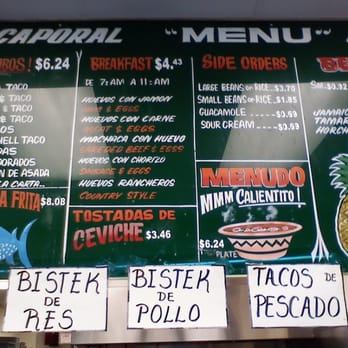 El Caporal Restaurant - Right Side of Menu - Mexican Near Me - Sylmar, California El Caporal Restaurant - Right Side of Menu - Mexican Near Me - Sylmar, California