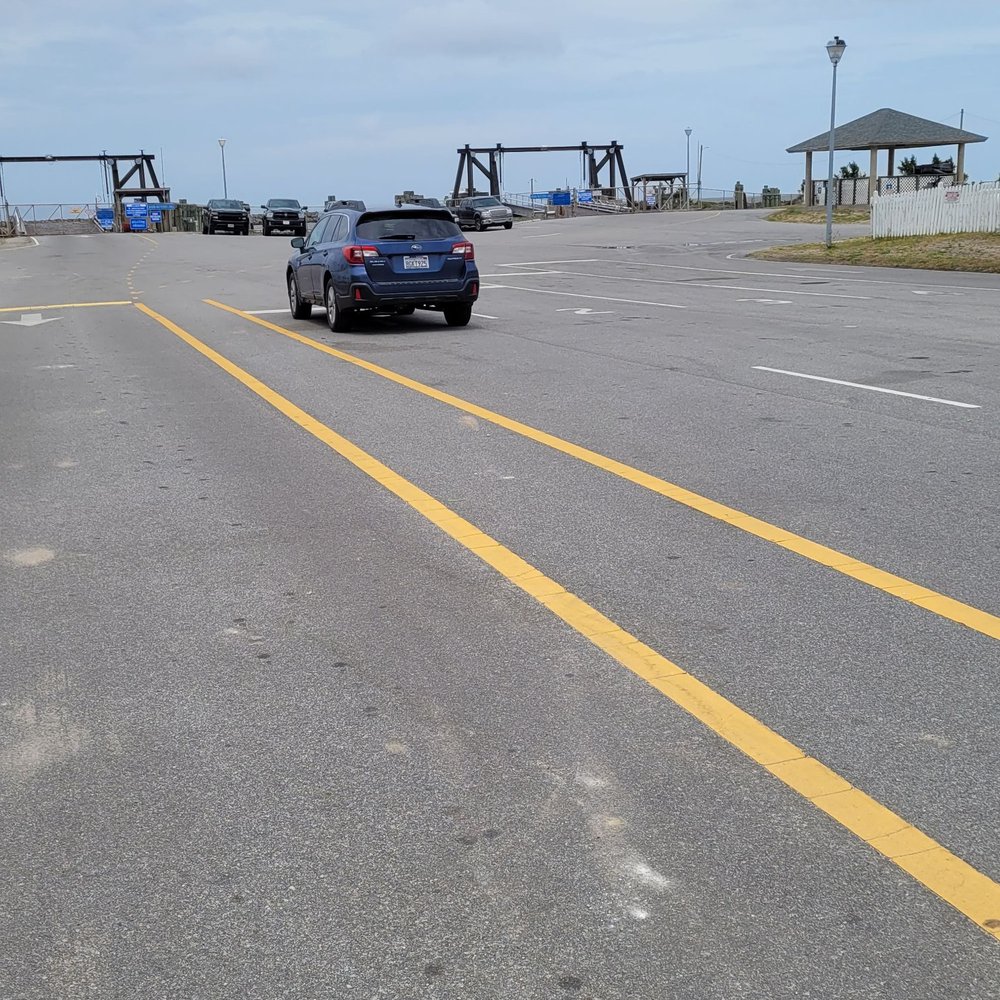 First in line. Can you tell who's excited to ride the ferry?