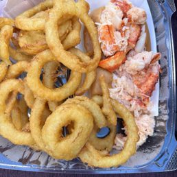 Hot Buttered Lobster Roll and Onion Rings Hot Buttered Lobster Roll and Onion Rings