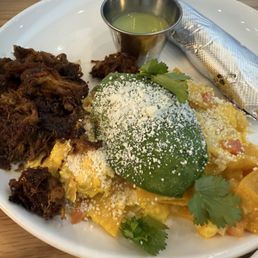 Migas with pork carnitas Migas with pork carnitas